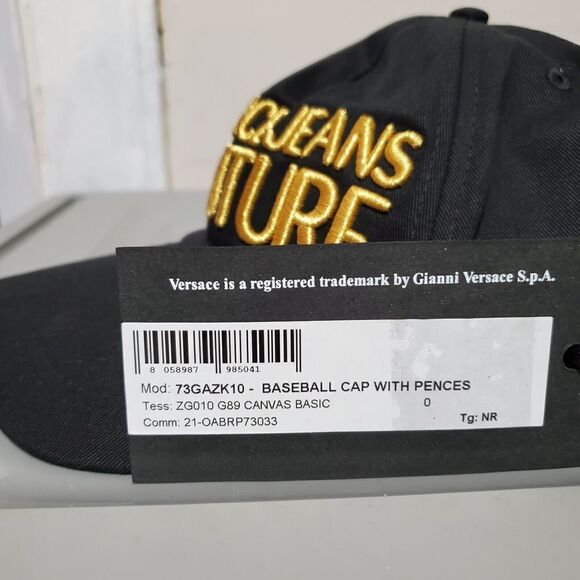 Versace Jeans Couture Mens Gold Logo Strap Back Baseball Hat Black / Gol… - Picture 6 of 14